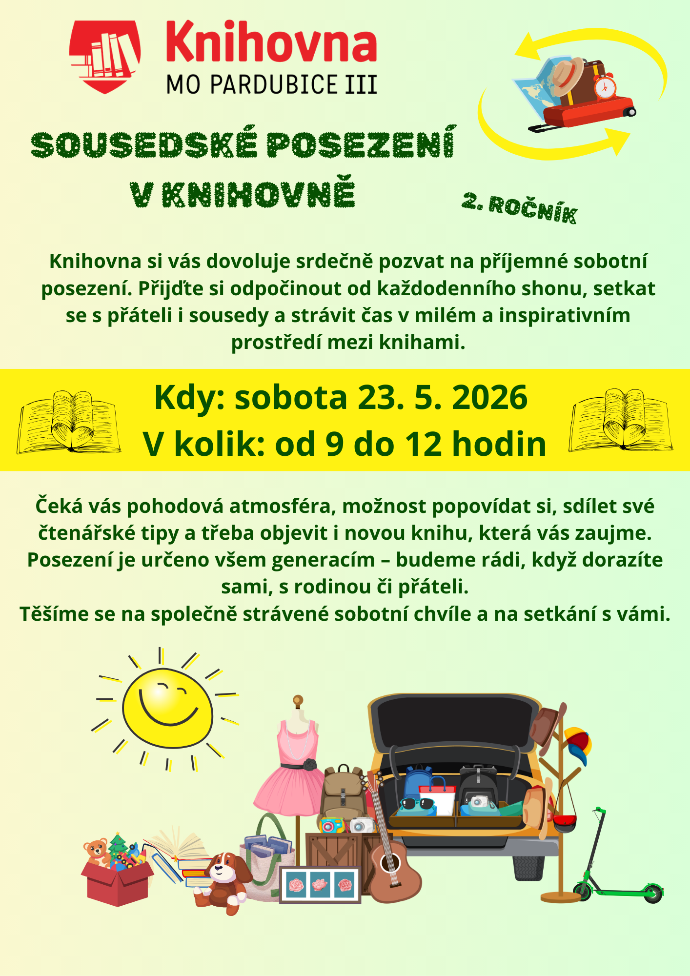 Sousedský bazárek knihovna 23.5.2026 Sousedský bazárek knihovna 23.5.2026