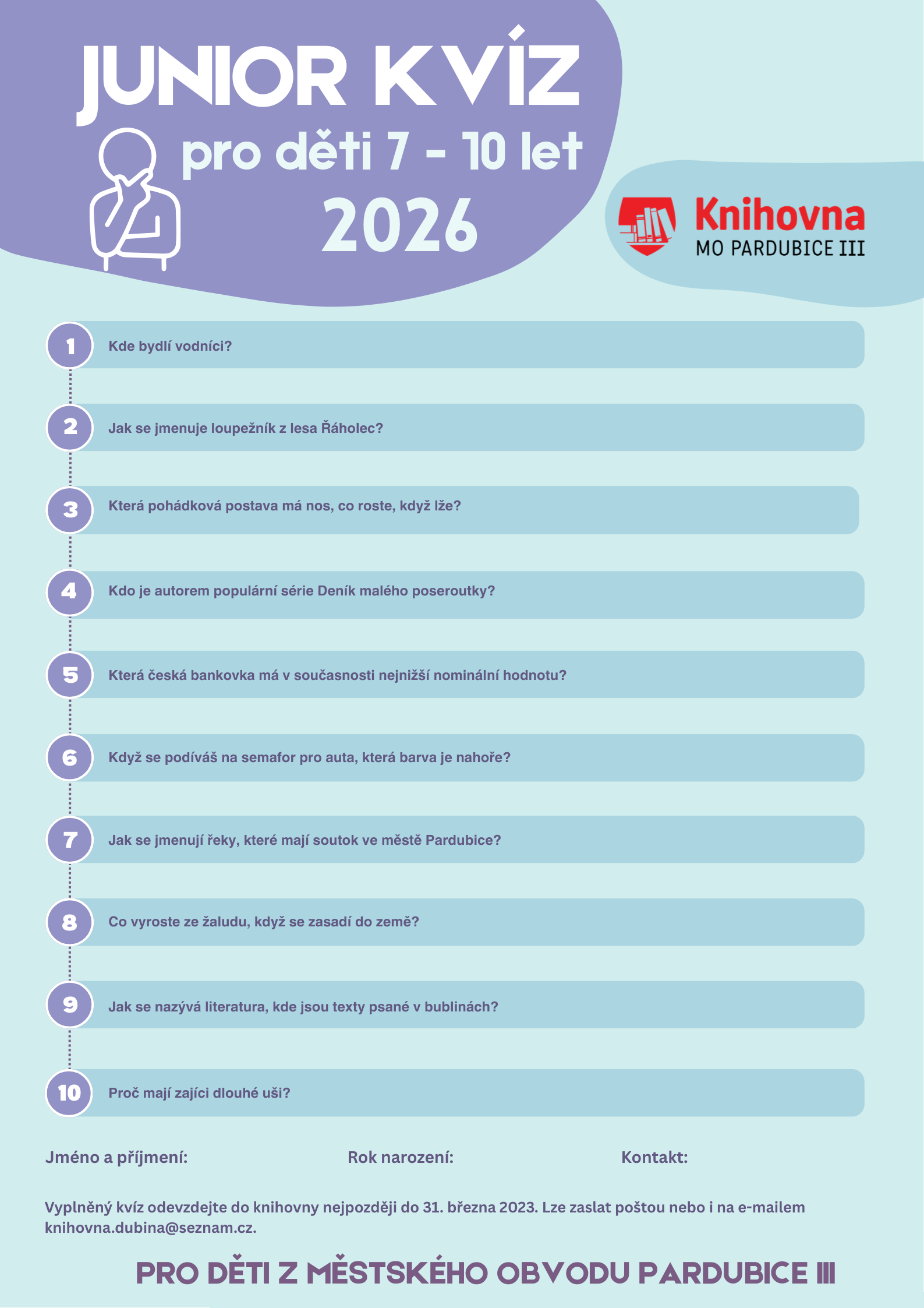Junior kvíz 7 - 10 let